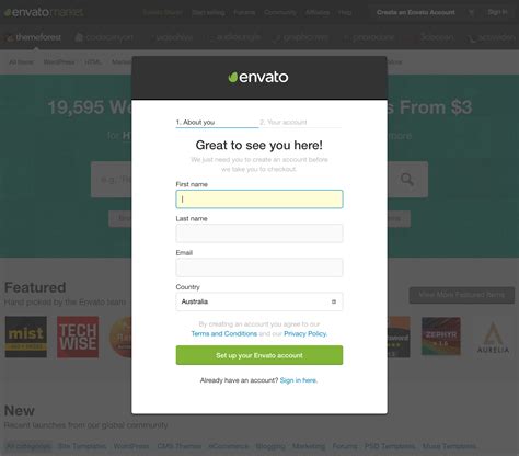 envato|Sign Up .